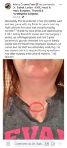 Screenshot of a social media post featuring a person with a visible thyroidectomy scar on their neck.