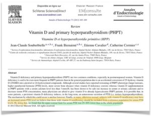 Snapshot of a scientific journal article from Elsevier discussing Vitamin D and primary hyperparathyroidism (PHPT).