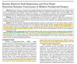 four gland dissection remains unnecessary in modern parathyroid surgery