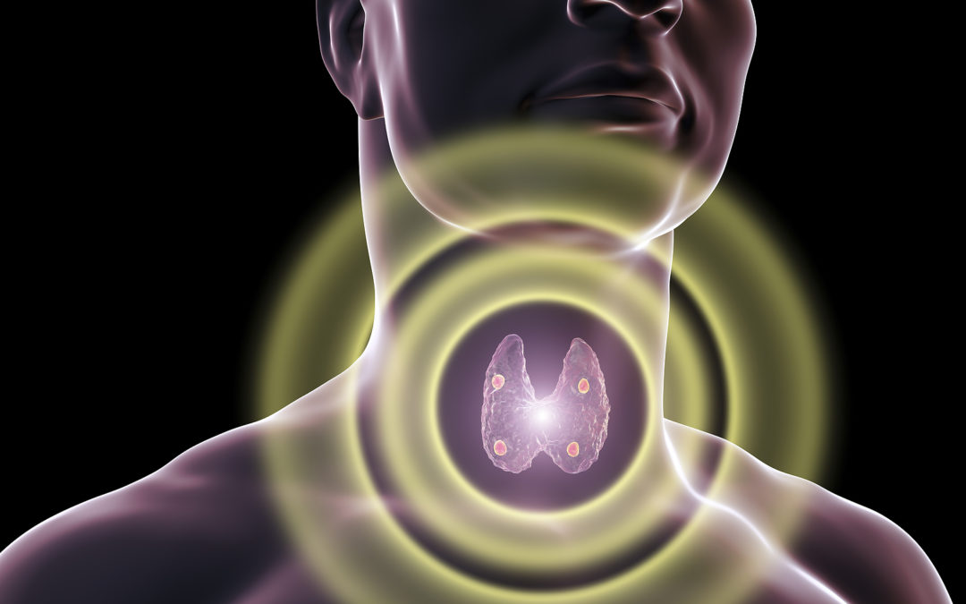 Conceptual image of a person with glowing thyroid or parathyroid glands indicating a focus on throat or endocrine health.